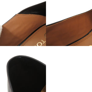 未使用品 トリーバーチ トリーチャーム サイズ7M 型押しレザー ブラック ブラウン フラットシューズ パンプス 0793【中古】Tory Burch