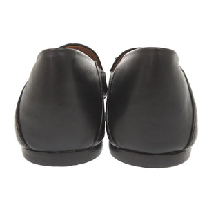 未使用品 トリーバーチ トリーチャーム サイズ7M 型押しレザー ブラック ブラウン フラットシューズ パンプス 0793【中古】Tory Burch