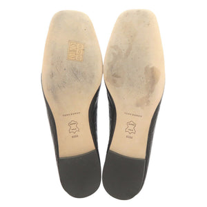 未使用品 トリーバーチ トリーチャーム サイズ6 1/2M 型押しレザー ブラック ブラウン フラットシューズ パンプス 0793【中古】Tory Burch