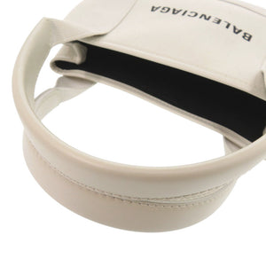 新品同様 バレンシアガ 2WAY ポーチ付 ネイビーカバスXS 390346 キャンバス ホワイト ハンドバッグ 白 0803【中古】BALENCIAGA