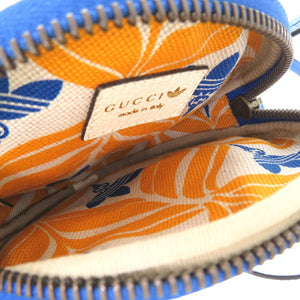 未使用品 グッチ × アディダス GUCCI × adidas originals ミニネックポーチ マルチコインケース ストラップ付きコインケース レザー 0835【中古】GUCCI