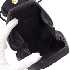 美品 グッチ ホースビット リュック サテン ラインストーン ブラック ミニバッグ 黒 0837【中古】GUCCI