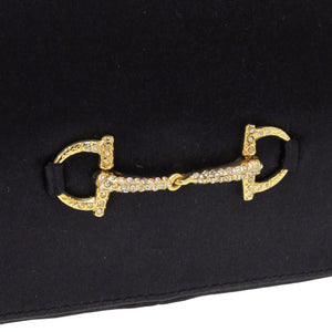 美品 グッチ ホースビット リュック サテン ラインストーン ブラック ミニバッグ 黒 0837【中古】GUCCI