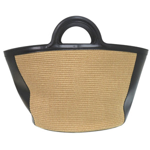 美品 マルニ カゴバッグ ラフィア/レザー ベージュ ハンドバッグ 0841【中古】MARNI