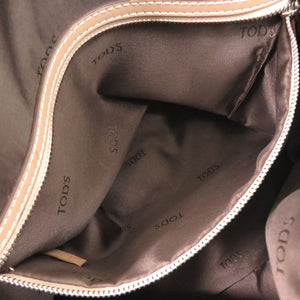 美品 トッズ 2WAY カーフレザー ベージュ ハンドバッグ 0850【中古】TOD’S