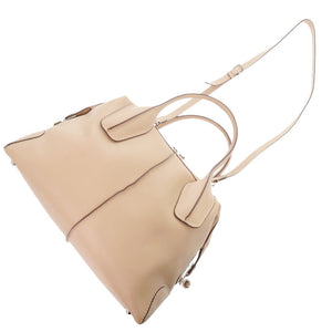 美品 トッズ 2WAY カーフレザー ベージュ ハンドバッグ 0850【中古】TOD’S