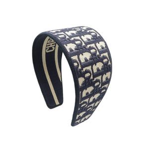 美品 クリスチャンディオール オブリーク ヘッドバンド キャンバス ネイビー カチューシャ 0929【中古】Christian Dior