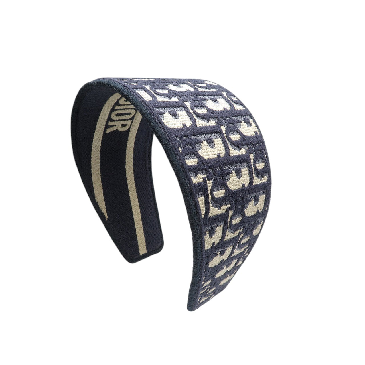 美品 クリスチャンディオール オブリーク ヘッドバンド キャンバス ネイビー カチューシャ 0929【中古】Christian Dior