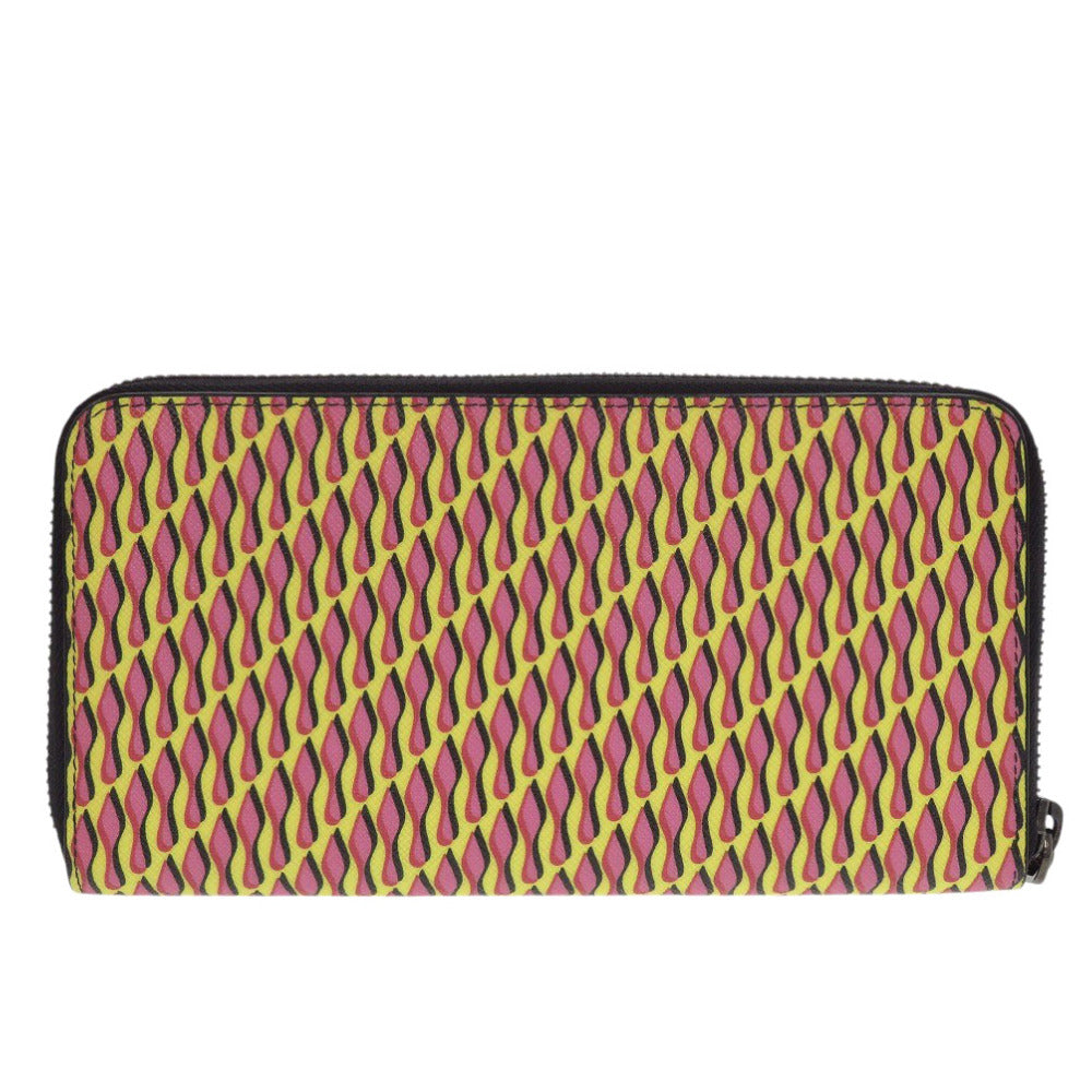 未使用 クリスチャンルブタン パネトーネ PVC レザー イエロー ピンク 長財布 0935【中古】Christian Louboutin