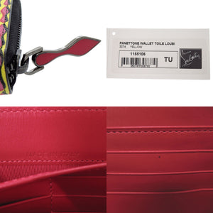 未使用 クリスチャンルブタン パネトーネ PVC レザー イエロー ピンク 長財布 0935【中古】Christian Louboutin