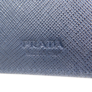未使用 プラダ サフィアーノ 2MV836 レザー ブラック ネイビー 二つ折り 長財布 0937【中古】PRADA