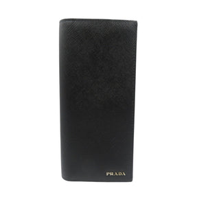 未使用 プラダ サフィアーノ 2MV836 レザー ブラック ネイビー 二つ折り 長財布 0937【中古】PRADA