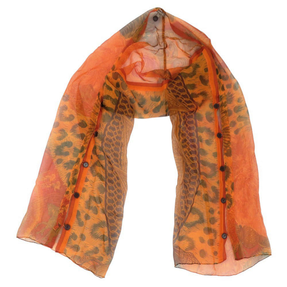 美品 エルメス GIGANTES 馬 シルク オレンジ ストール 0942【中古】HERMES