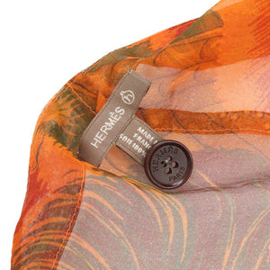 美品 エルメス GIGANTES 馬 シルク オレンジ ストール 0942【中古】HERMES