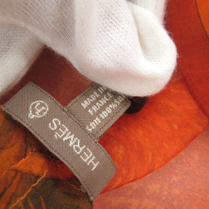 美品 エルメス GIGANTES 馬 シルク オレンジ ストール 0942【中古】HERMES