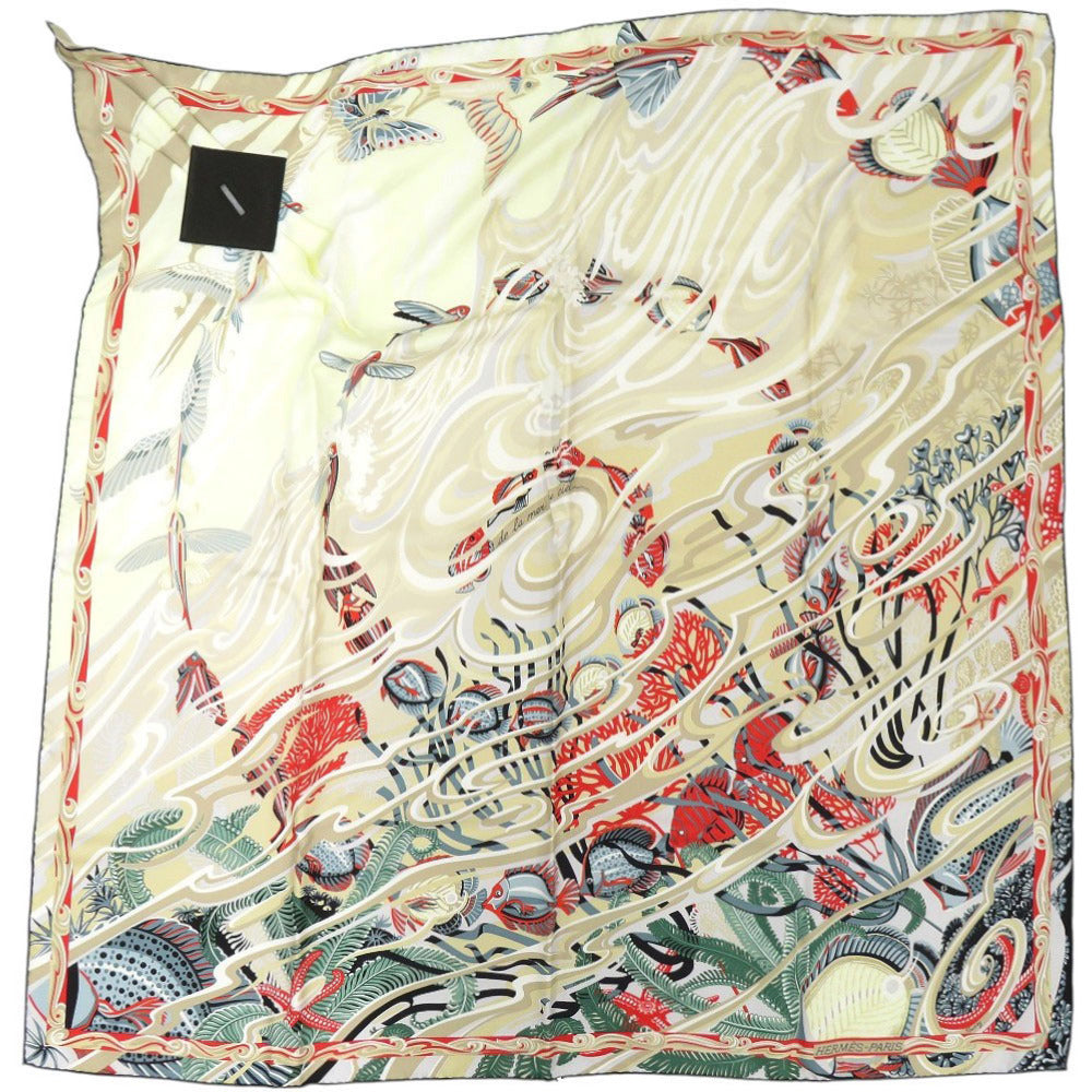 新品同様 エルメス カレ90 プティアッシュ de la mer au ciel 海と空の狭間 シルク マルチカラー スカーフ 0943【中古】HERMES