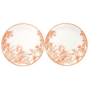 未使用 ルイ ヴィトン Set Of 2 Side Plates LV By The Pool トロピカルフローラル モチーフ R95811 リモージュ磁器 オレンジ 食器 皿 プレート LV 0951【中古】LOUIS VUITTON