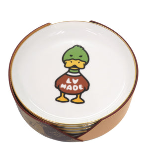 未使用 ルイ ヴィトン NIGO コラボ アシェット4 GI0729 4枚セット お皿 磁器 レザー ホワイト 白 食器 LV 0952【中古】LOUIS VUITTON