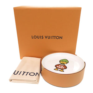 未使用 ルイ ヴィトン NIGO コラボ アシェット4 GI0729 4枚セット お皿 磁器 レザー ホワイト 白 食器 LV 0952【中古】LOUIS VUITTON