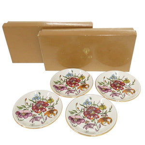 美品 グッチ フローラ 小皿 4枚セット 磁器 ホワイト 食器 白 0957【中古】GUCCI