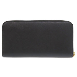 未使用品 プラダ リボン サフィアーノ ブラック ラウンドファスナー 長財布 黒 0960【中古】PRADA