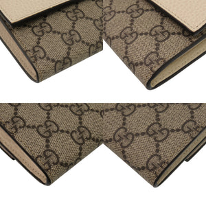 未使用品 グッチ ダブルG バイカラー コンチネンタルウォレット ‎456116 17WAG 9096 GGスプリームキャンバス レザー ベージュ 長財布 0962【中古】GUCCI