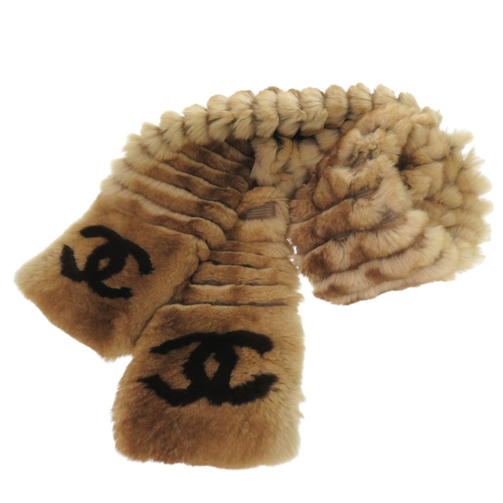 美品 シャネル ココマーク マフラー オリラグ カシミヤ ブラウン 0964【中古】CHANEL