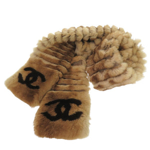 美品 シャネル ココマーク マフラー オリラグ カシミヤ ブラウン 0964【中古】CHANEL