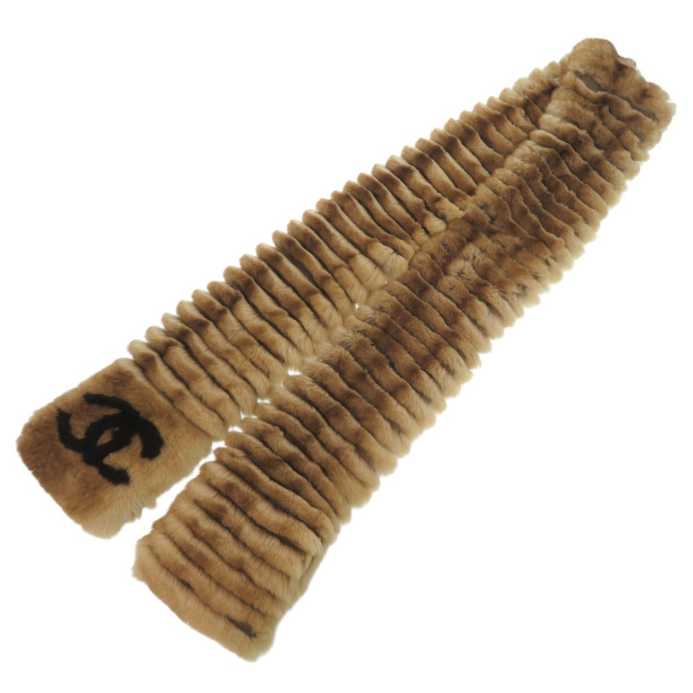 美品 シャネル ココマーク マフラー オリラグ カシミヤ ブラウン 0964【中古】CHANEL