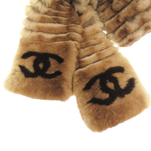 美品 シャネル ココマーク マフラー オリラグ カシミヤ ブラウン 0964【中古】CHANEL