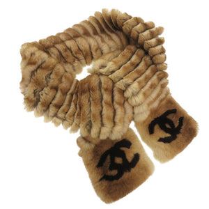 美品 シャネル ココマーク マフラー オリラグ カシミヤ ブラウン 0964【中古】CHANEL