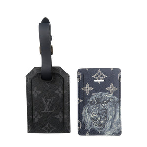 ルイヴィトン ポルトアドレス チャップマンブラザーズ M54139 モノグラムサバンナ シルバー金具 ネイビー パスケース ネームタグ 0966【中古】LOUIS VUITTON