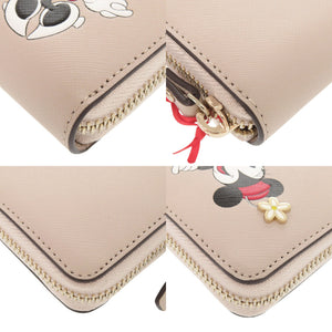 未使用品 ケイトスペード × ディズニー ミニーマウス レザー ベージュ 長財布 0989【中古】Kate Spade