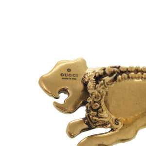 美品 グッチ ダブルフィンガー リング パンサー メタル ラインストーン ゴールド 指輪 1001【中古】GUCCI