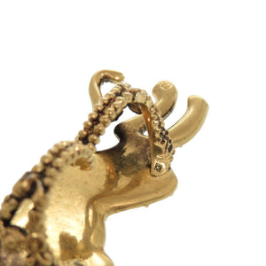 美品 グッチ ダブルフィンガー リング パンサー メタル ラインストーン ゴールド 指輪 1001【中古】GUCCI