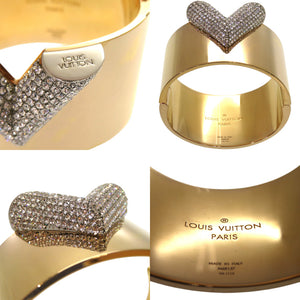 美品 ルイ ヴィトン エセンシャルV M68157 GP ラインストーン ゴールド 金 バングル LV 1002【中古】LOUIS VUITTON
