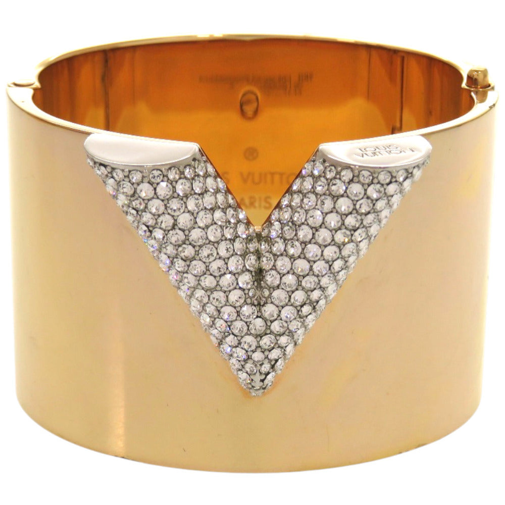 美品 ルイ ヴィトン エセンシャルV M68157 GP ラインストーン ゴールド 金 バングル LV 1002【中古】LOUIS VUITTON