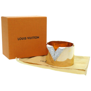 美品 ルイ ヴィトン エセンシャルV M68157 GP ラインストーン ゴールド 金 バングル LV 1002【中古】LOUIS VUITTON
