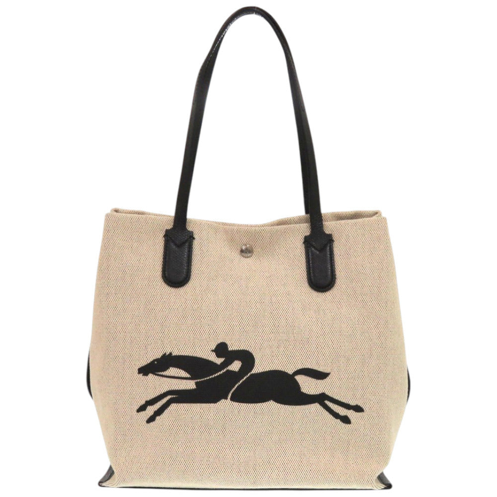 美品 ロンシャン ロゾ 100900HS G 037 レザー キャンバス エクリュ トートバッグ 1024【中古】Longchamp