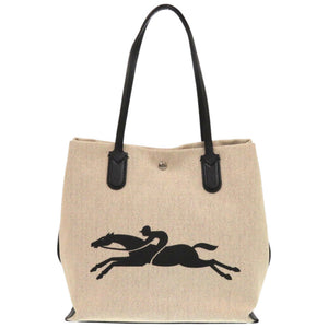 美品 ロンシャン ロゾ 100900HS G 037 レザー キャンバス エクリュ トートバッグ 1024【中古】Longchamp