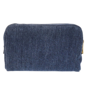 美品 プラダ デニム 1NA021 ポーチ コットン ブルー 化粧ポーチ 青 1041【中古】PRADA
