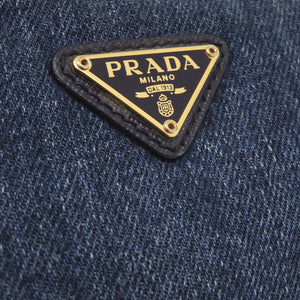 美品 プラダ デニム 1NA021 ポーチ コットン ブルー 化粧ポーチ 青 1041【中古】PRADA