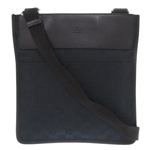 美品 グッチ 27639 GGキャンバス レザー ブラック ショルダーバッグ 黒 1047【中古】GUCCI