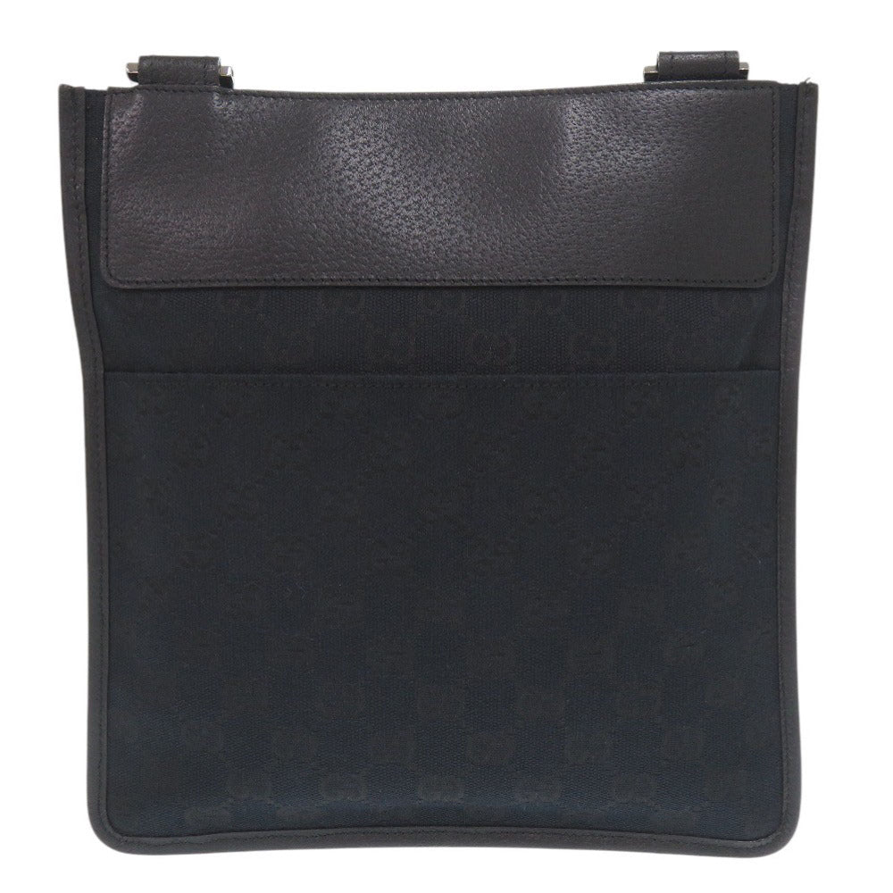 美品 グッチ 27639 GGキャンバス レザー ブラック ショルダーバッグ 黒 1047【中古】GUCCI