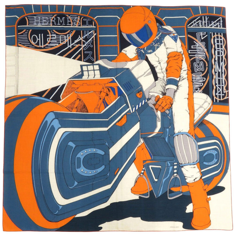 新品同様 エルメス カレジェアン カレ140 ミステリアス ライダー カシミヤ シルク マルチカラー スカーフ 1095【中古】HERMES