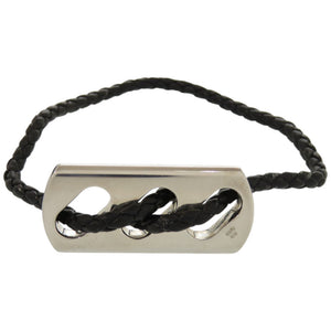 美品 エルメス レザー シルバー925 ブラック シルバー金具 黒 ブレスレット 1124【中古】HERMES