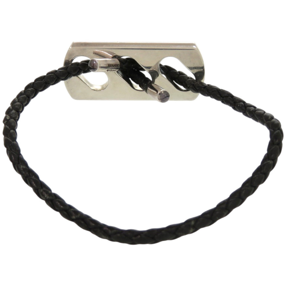 美品 エルメス レザー シルバー925 ブラック シルバー金具 黒 ブレスレット 1124【中古】HERMES