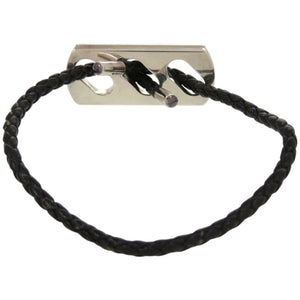 美品 エルメス レザー シルバー925 ブラック シルバー金具 黒 ブレスレット 1124【中古】HERMES