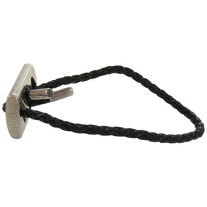 美品 エルメス レザー シルバー925 ブラック シルバー金具 黒 ブレスレット 1124【中古】HERMES