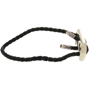 美品 エルメス レザー シルバー925 ブラック シルバー金具 黒 ブレスレット 1124【中古】HERMES